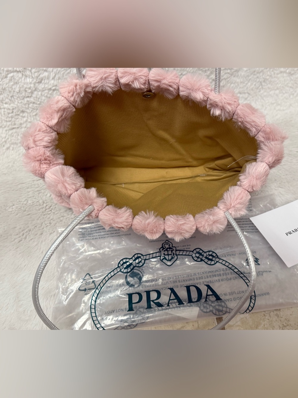 Prada Blush Pink Faux Fur Tote with Triangle Logo- GWP - Picture 6 of 10